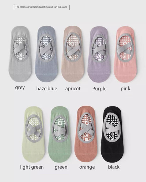 Damstrumpor utan skaft för pilates och träning – halkskydd i silikon, andas och transporterar bort fukt (yoga/dans/inomhusaktiviteter)