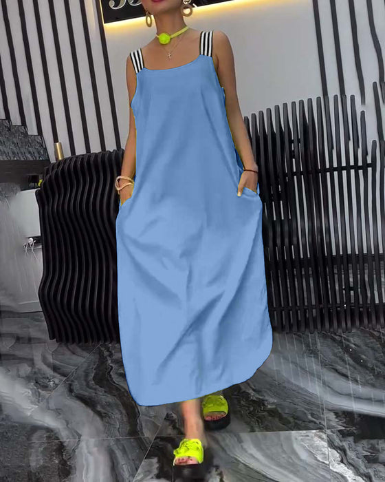 Klänning Med Spliced Hängslen Lös