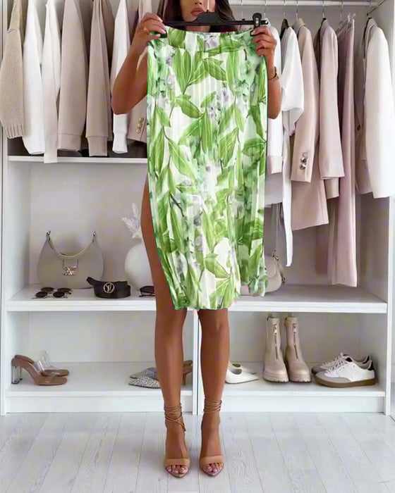 Kjol Harmonikaveckad Blommig