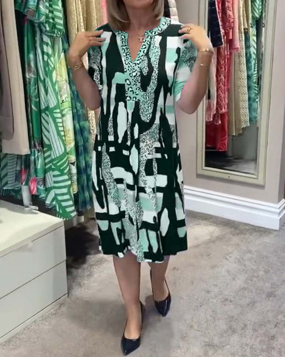 Leopardmönstrad midiklänning för kvinnor