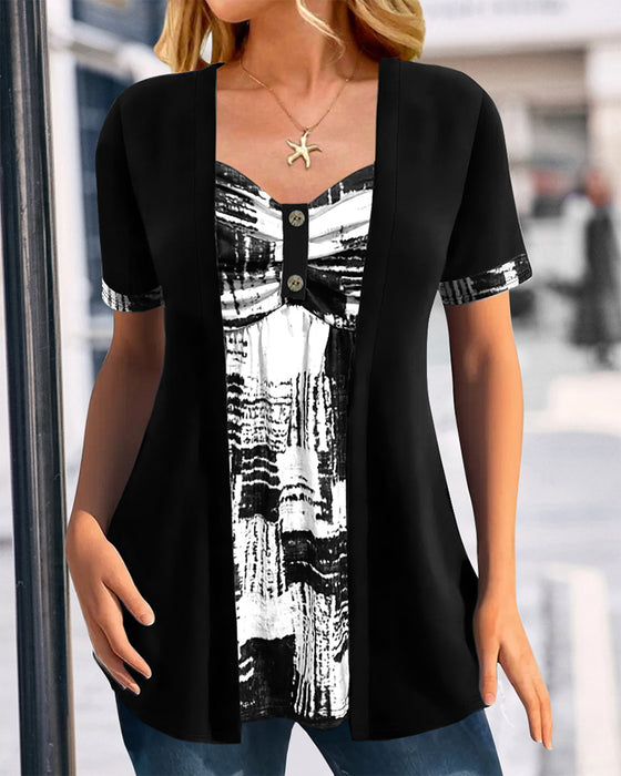 Blus Tryckt Fejk Tvådelad Oregelbunden