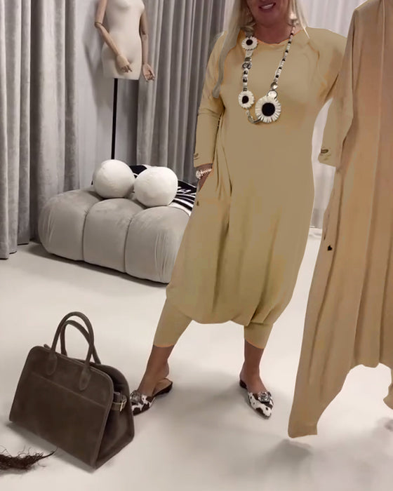 Jumpsuit Enfärgad Långärmad Avslappnad