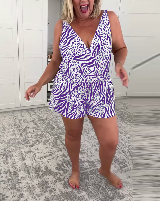 Slim Fit Baddräkt Med Zebramönster