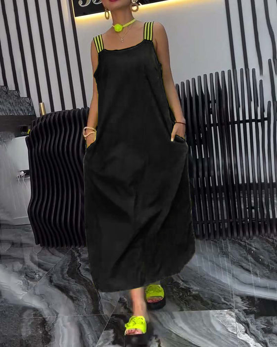 Klänning Med Spliced Hängslen Lös