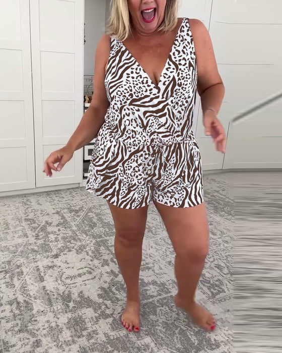 Slim Fit Baddräkt Med Zebramönster