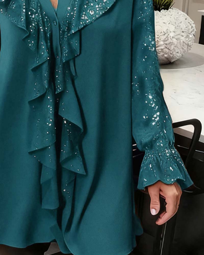 Enfärgade Lössittande Blusar Med Volanger