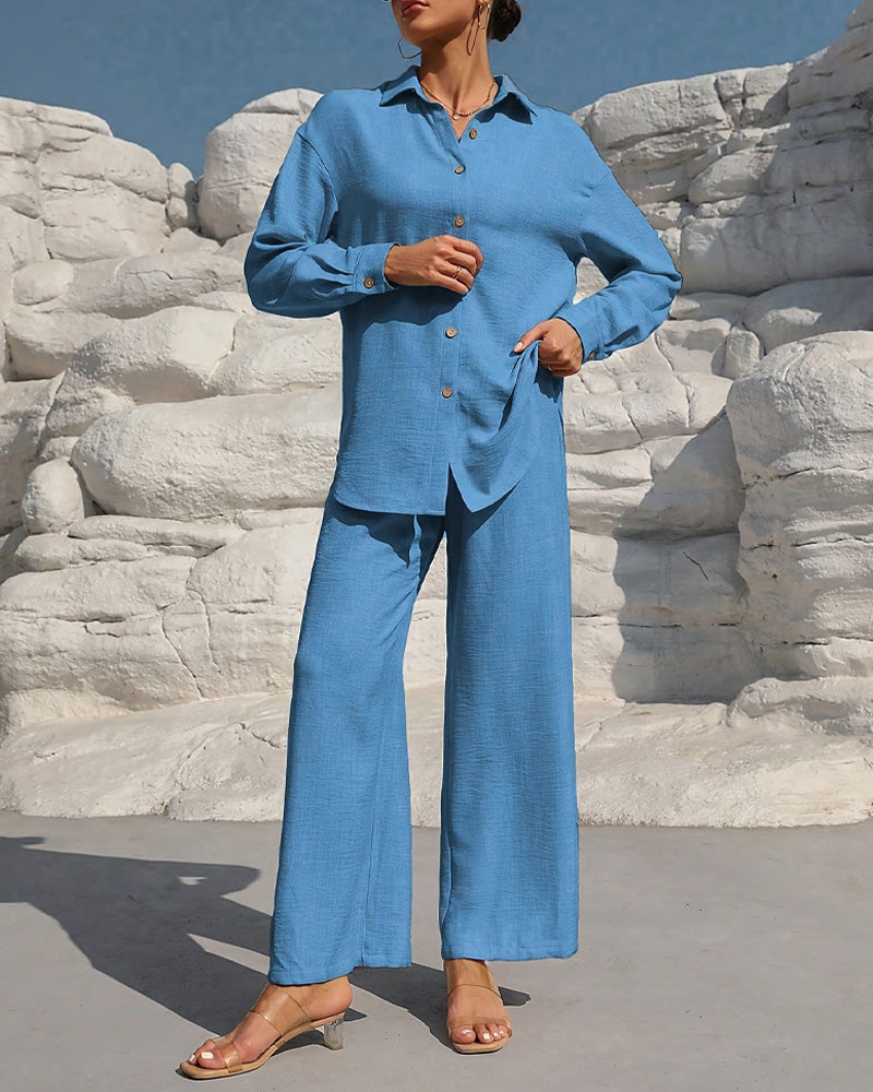 Set Lång Ärm Casual Solid