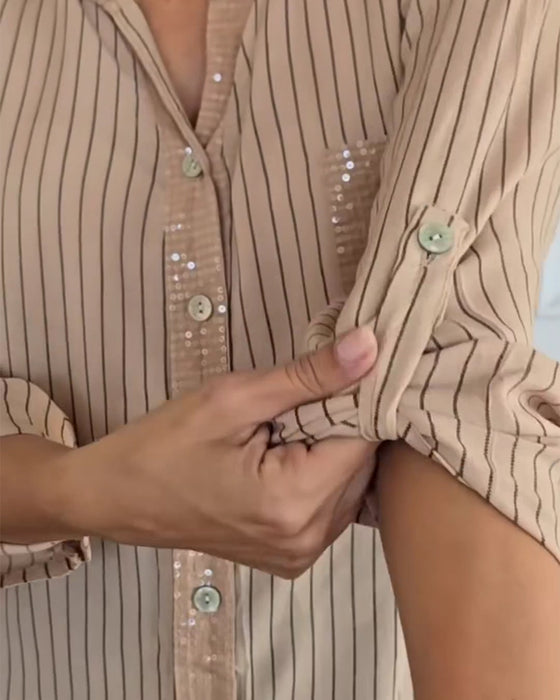 Skjorta Mode Paljett Randig