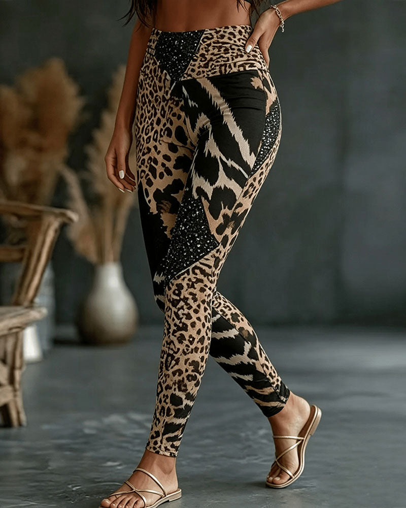 Byxor Hög Midja Leopardmönster Yoga