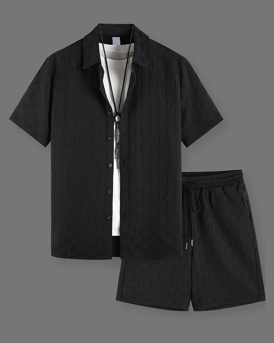 Set Rutigt Polo Krage Casual Män