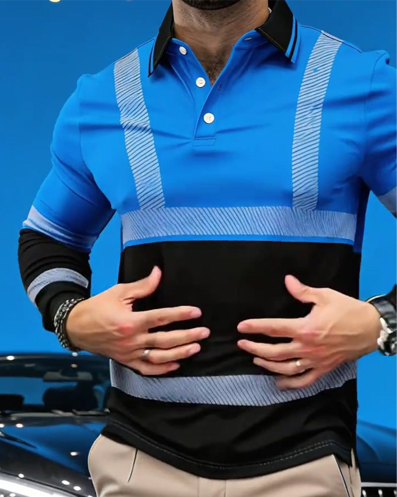 Skjorta Färgblock Randig Lång Ärm