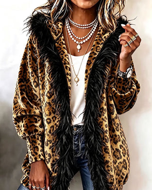 Kappa Leopardmönster Plysch Huva