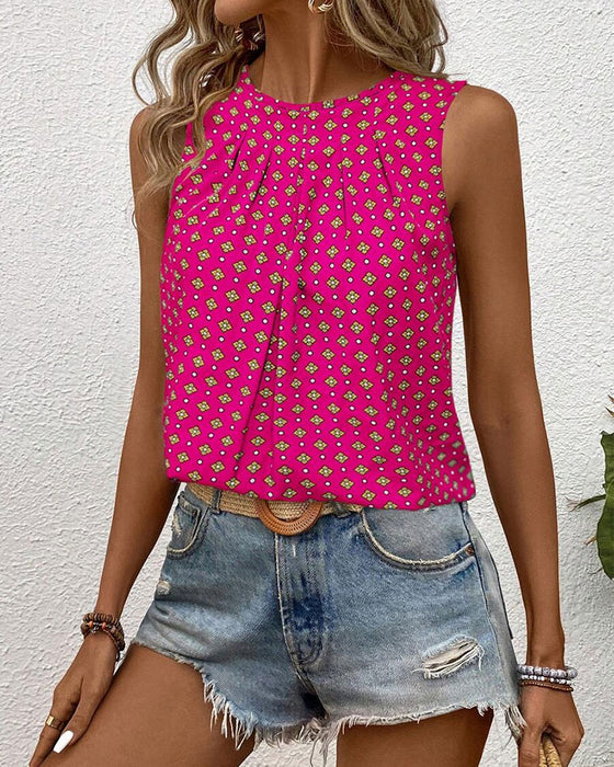 Tanktop Ärmlös Rundhals Tryckt