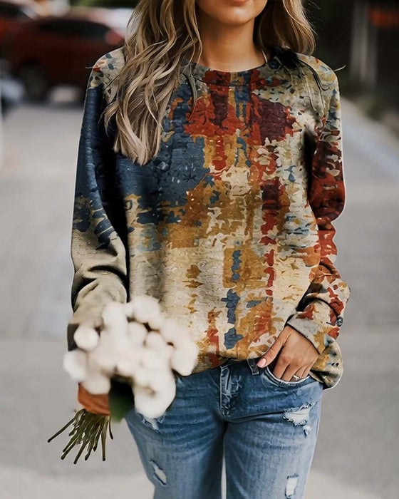 Topp Vintage Tryckt Avslappnad