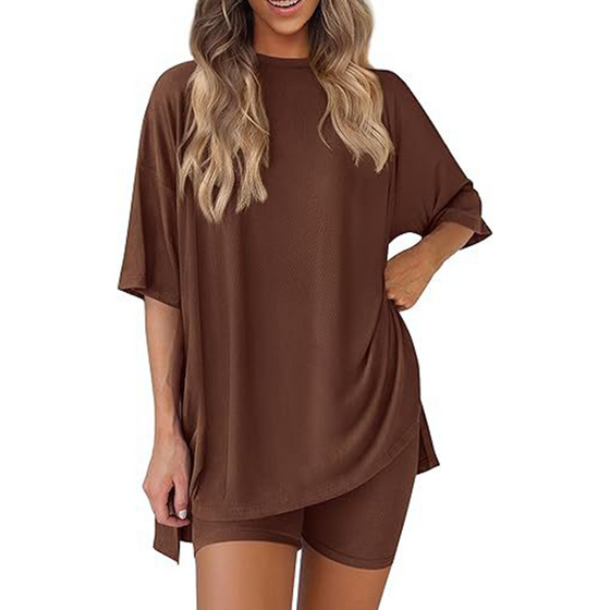 Set Med Avslappnad Passform I Enfärgad Casual Stil