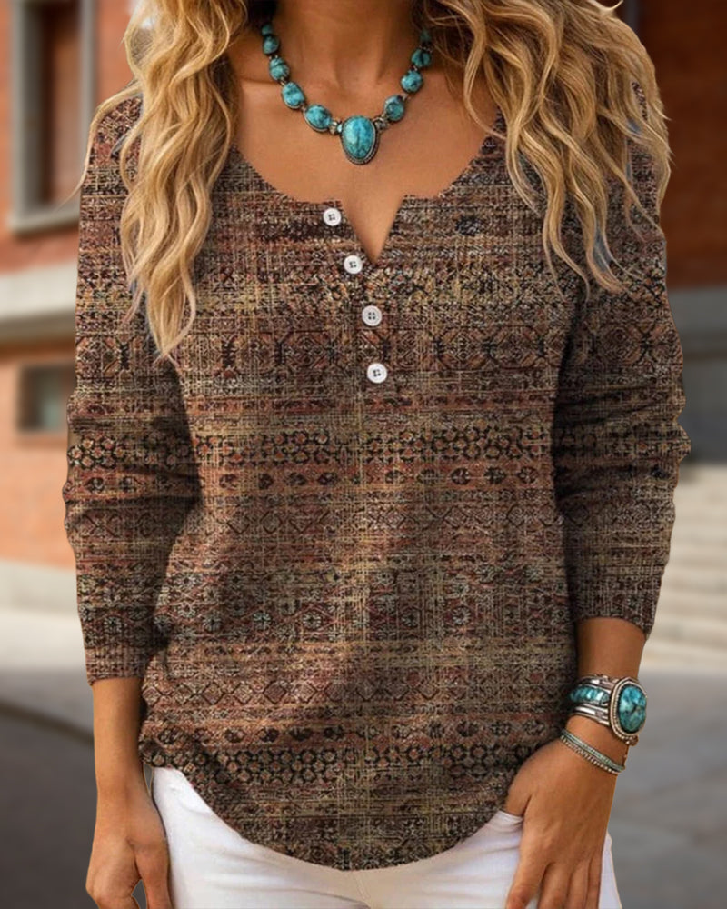 Top Med Vintage Stil, Kausal Stämning Och Knappad Detalj