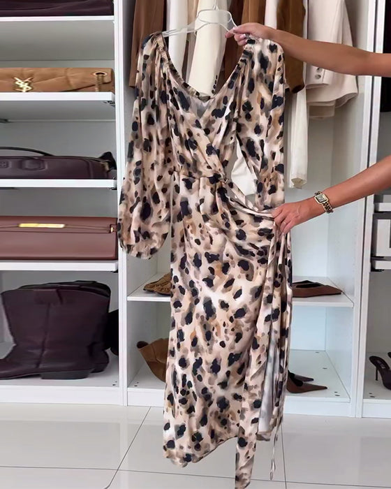 Klänning Sexy V-Ringad Tryckt