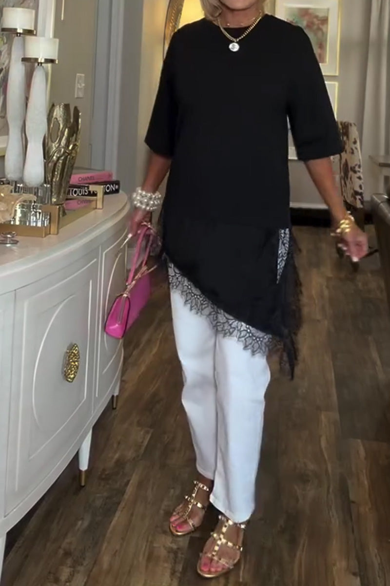 Blus Spetsskarv Oregelbunden Mellanlång