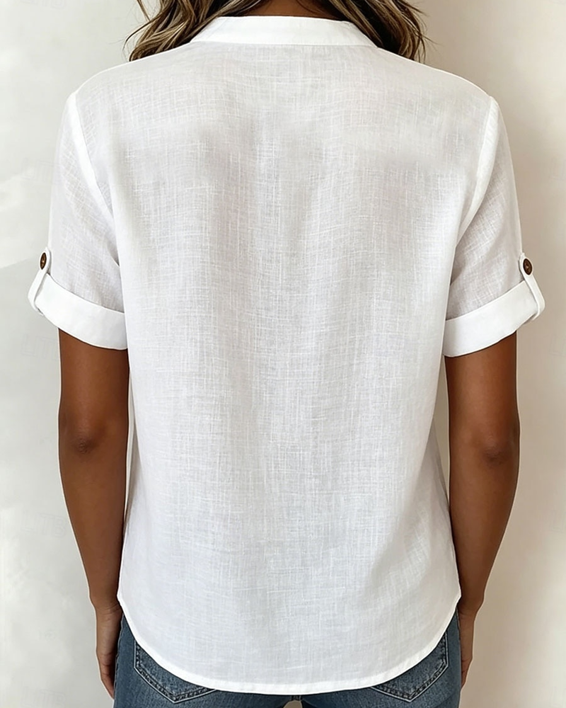 Blus Halv-Cardigan Kortärmad