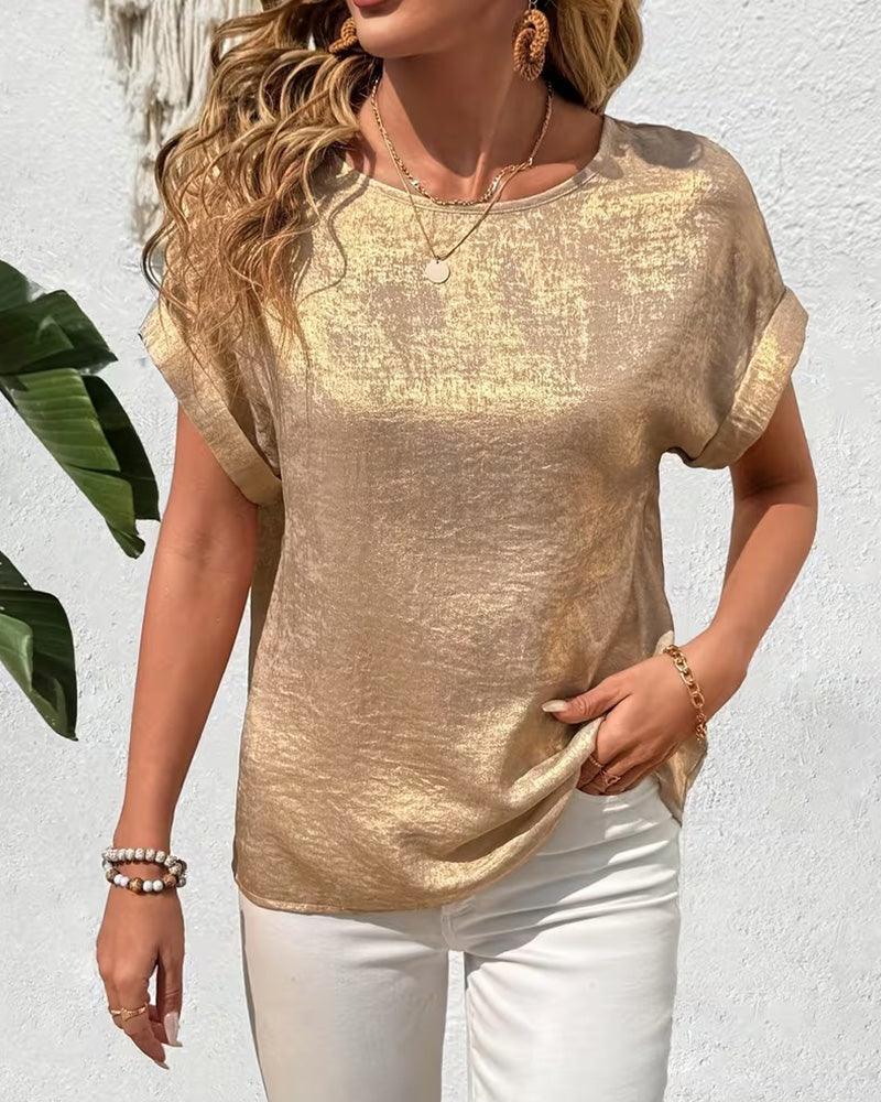 T-Shirt Enfärgad Kortärmad Lös