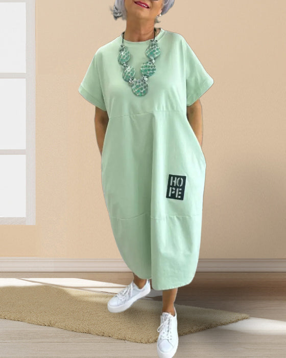 Klänning Kort Ärm Ledig Rak Ficka