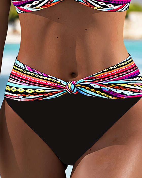 Bikini Rand Kontrast Metall Knapp Halter