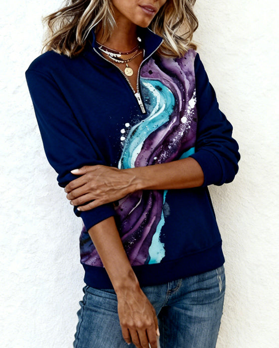 Långärmad Tröja Med Halvblöjor Och Tryck