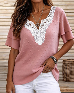 Blus Spets V-ringning