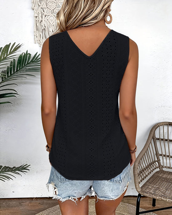 Linne V-Ringning Enfärgad Utskärning Casual