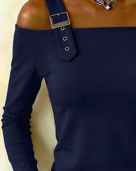 Topp Lång Ärm Off-Shoulder Kamisol