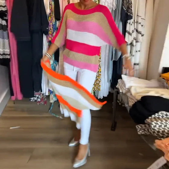 Färgblock tröja med rund hals