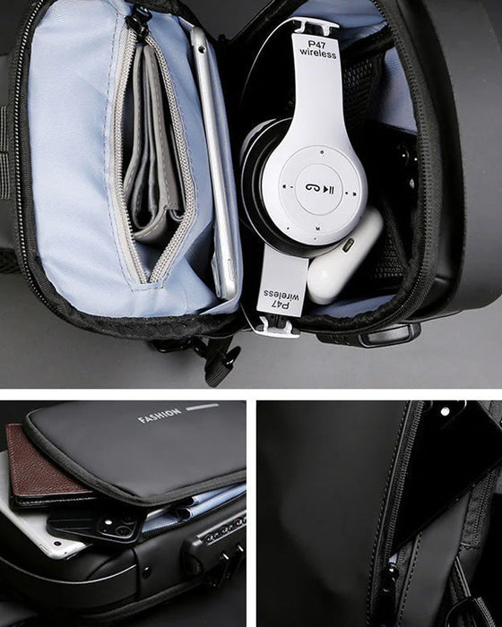 Stöldskyddande bröstväska med lösenord