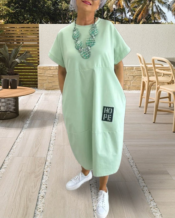 Klänning Kort Ärm Ledig Rak Ficka