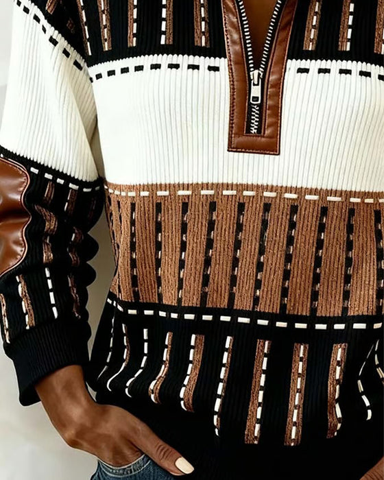 Mode-Retro Sweatshirt Med Halvblås