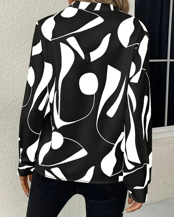 Blus Abstrakt Geometrisk Tryck