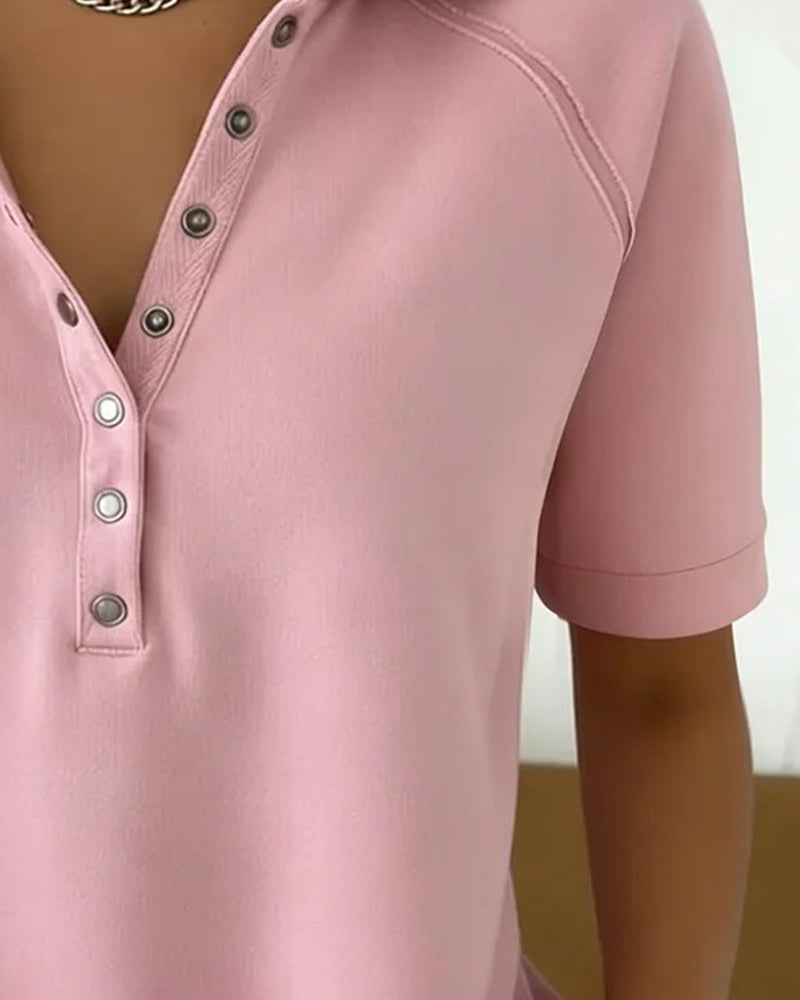 Topp Öppen Krage Knapp Ledig