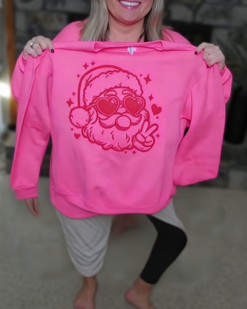 Tröja med jultomtetryck och rund halsringning