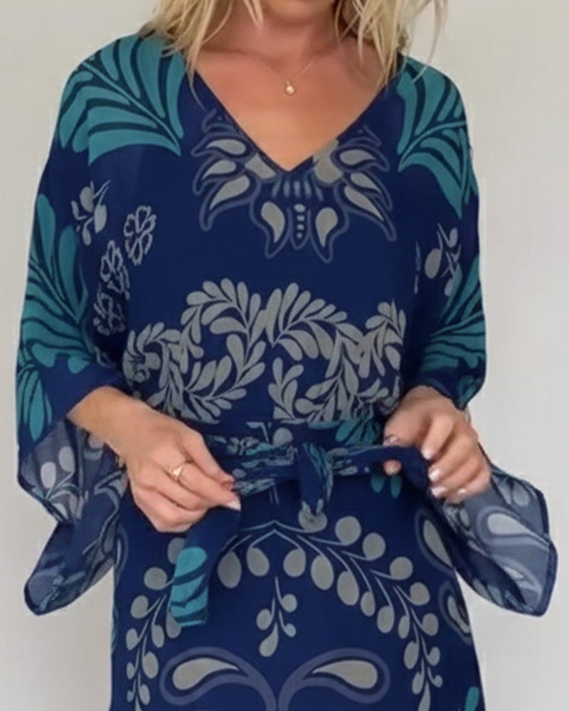 Klänning Bohemisk V-ringad Lössittande