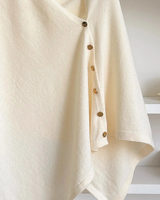 Kappa Mångsidig Asymmetrisk Knapp Cape Mantel