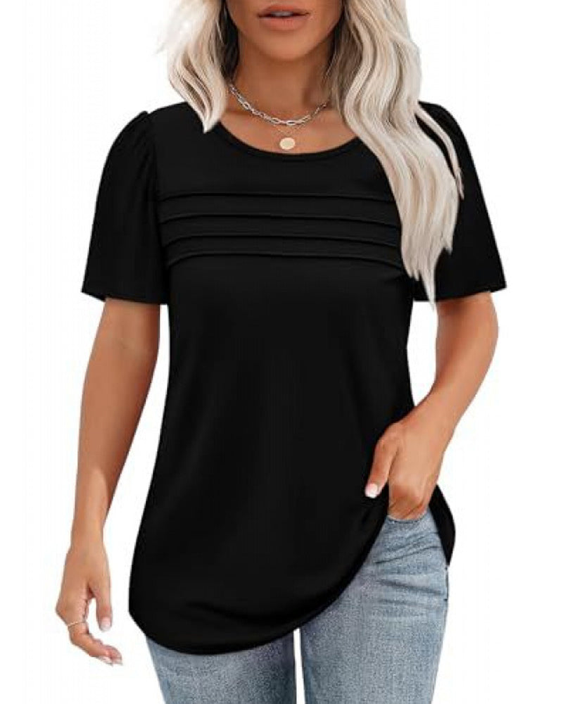 T-Shirt Veckad Lös Rund Halsning Kortärmad