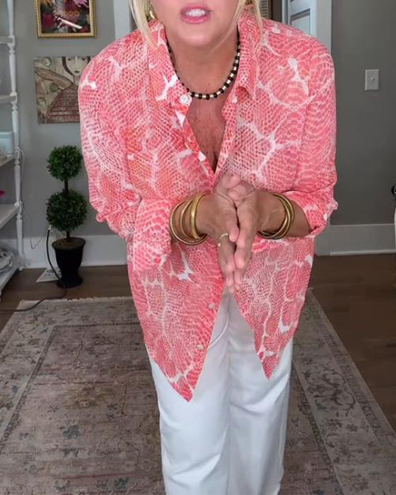 Blus Med Knappad Och Texturerad Egenskaper