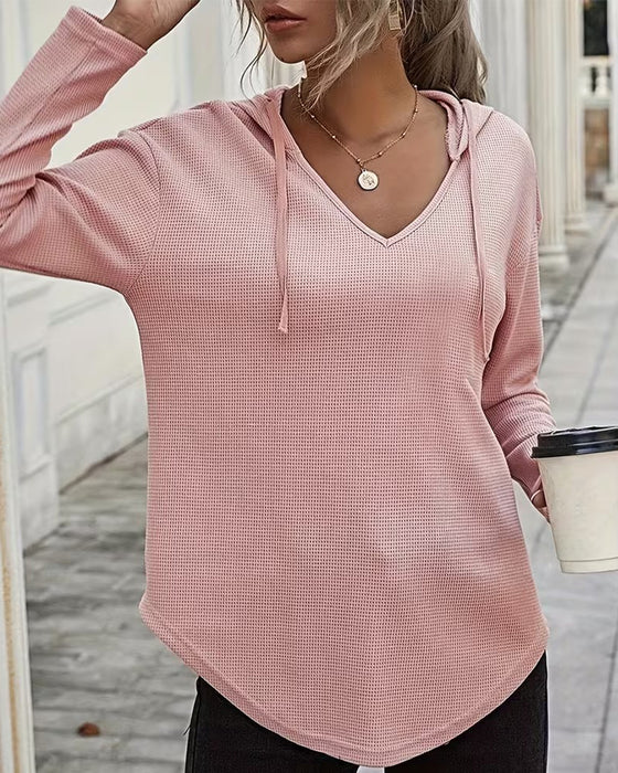 Blus V-Hals Hoodie Oregelbunden