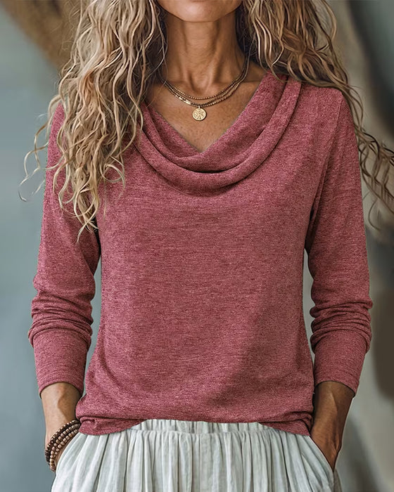 Topp Mock Neck Lång Ärm Solid