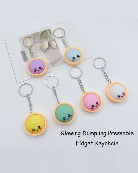 Söt Dumpling Tryckbar Glöd Squishies Fidget Nyckelring