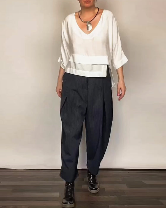 Kvällsbyxor Med Retro Strepp