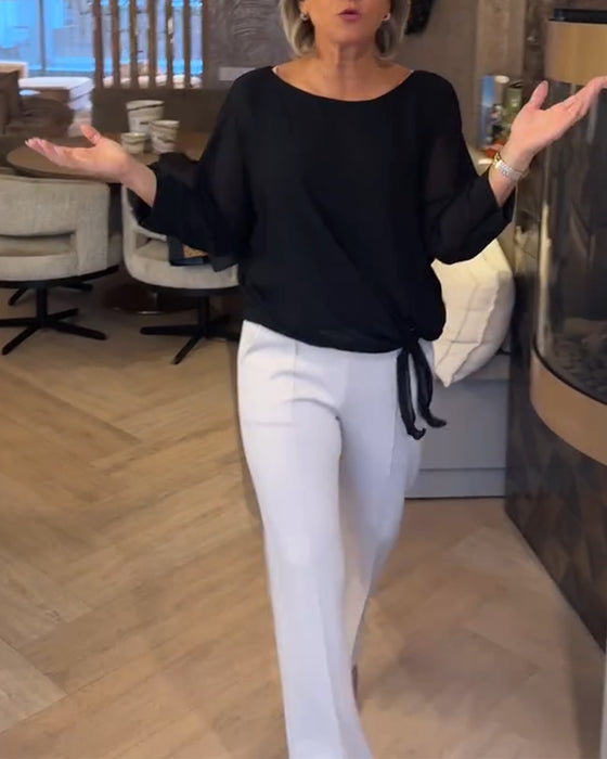 Blus Enkel Runt Hals Hel