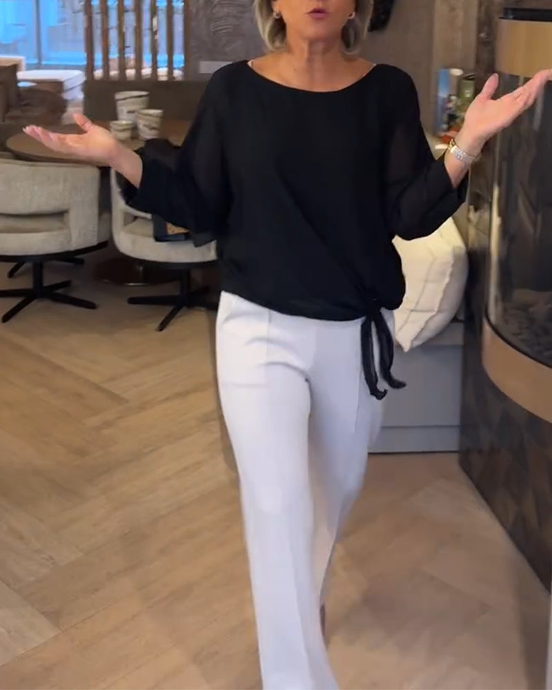 Blus Enkel Runt Hals Hel