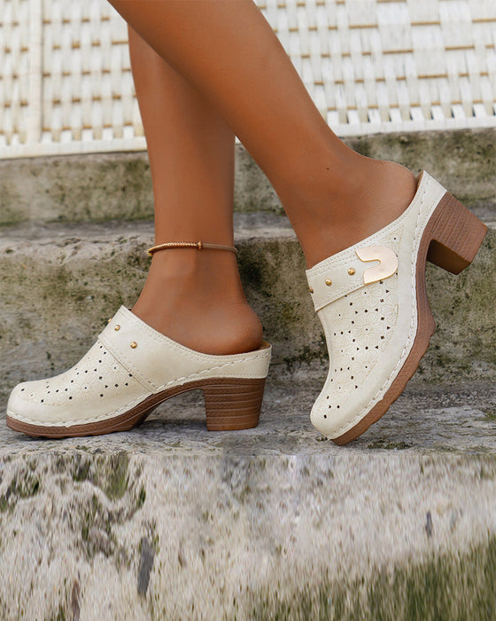 Sandaler Täckt Tå Kraftig Klack Slip-On