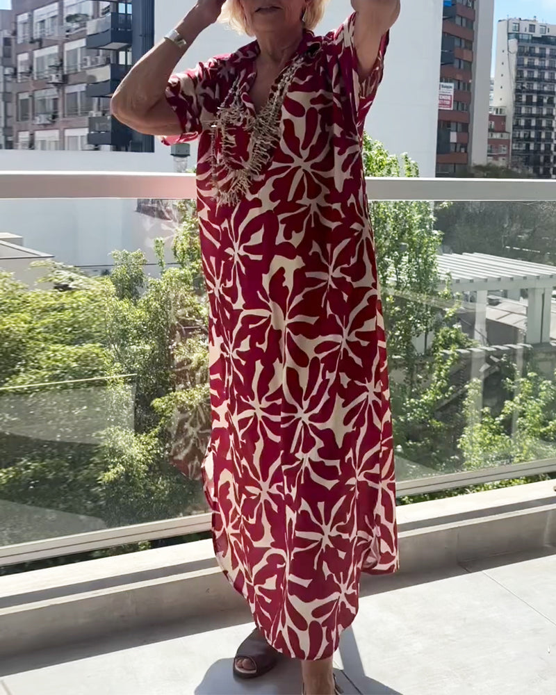 Klänning Stilig Kortärmad Tryckt