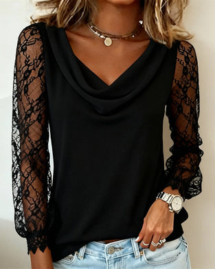 Topp Med Draperad Krage Och Lapptäcktsdetaljer